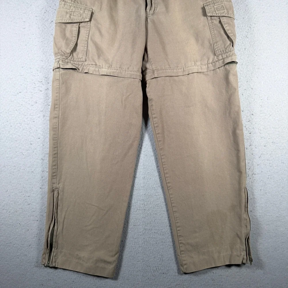 Vintage Sportif USA Mens‎ Convertible Cargo Pants Tan Khaki Zip Off Size S 32x28